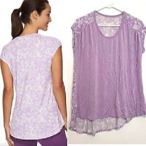 GAIAM Reflect Hi-Low Tee Lilac Lavender Purple Solid Printed Colorblock T-Shirt